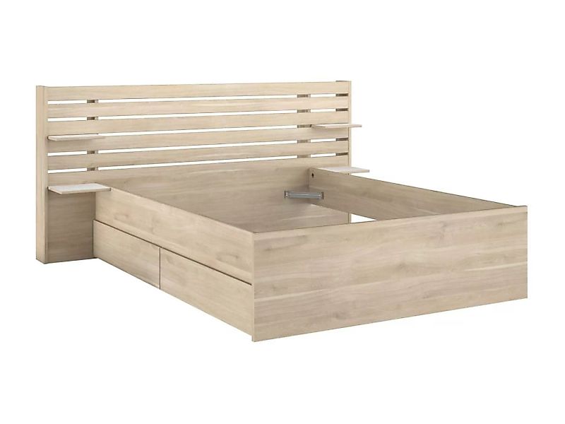 Bett mit Stauraum - 140 x 190/200 cm - Holzfarben - TENALIA II günstig online kaufen