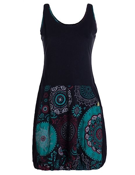Vishes Ballonkleid Damen mittellanges Kleid Baumwolle geometrisches Muster günstig online kaufen
