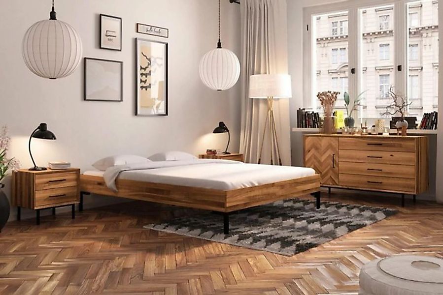 Natur24 Einzelbett Bett Seiba 3 Wildeiche massiv 140x200 ohne Kopfteil Meta günstig online kaufen