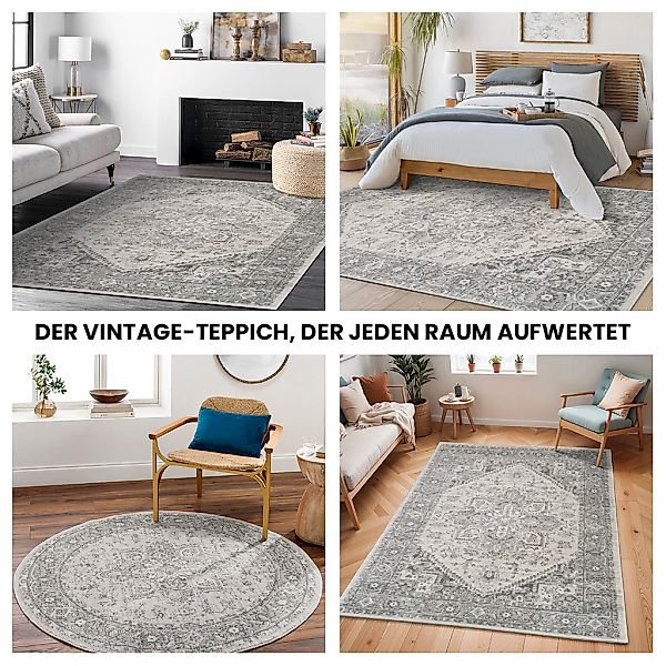 Livabliss Teppich »MENDOZA«, rund, 8 mm Höhe, Vintage Orientteppich, Kurzfl günstig online kaufen
