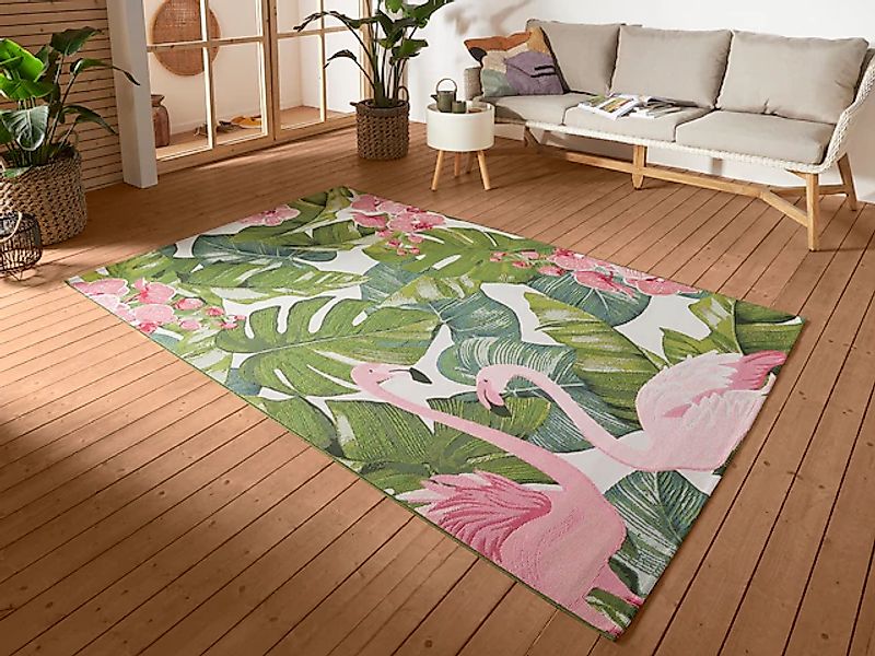 HANSE Home Outdoorteppich »Tropical Flamingo«, rechteckig, 3 mm Höhe, In-& günstig online kaufen