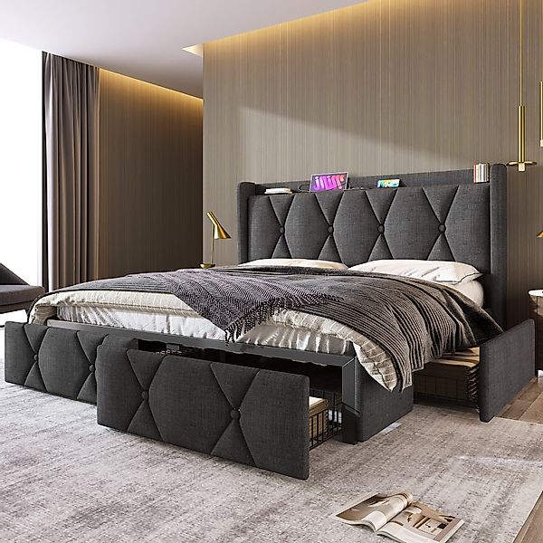 MODFU Polsterbett mit Steckdosen & USB günstig online kaufen