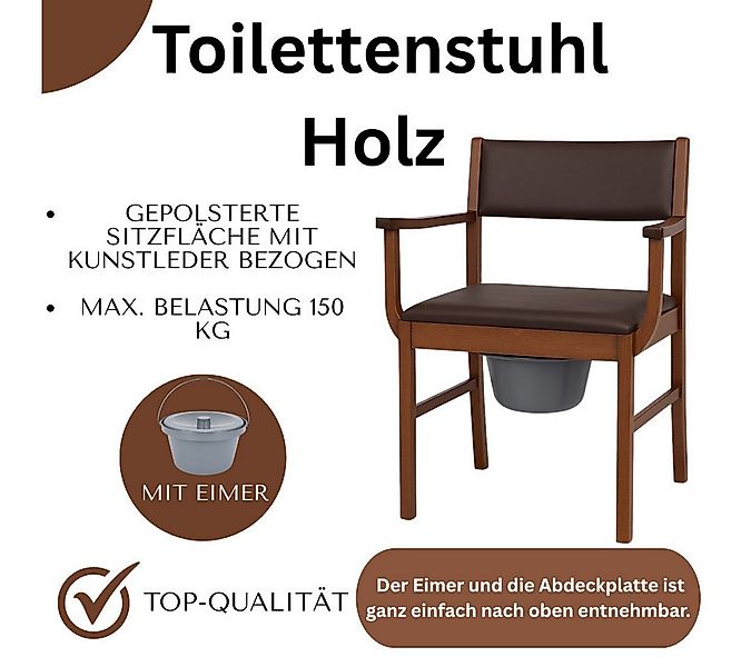 Sundo Homecare Toiletten-Stuhl Toilettenstuhl Holz DUNKEL, aus Holz, mit Ei günstig online kaufen