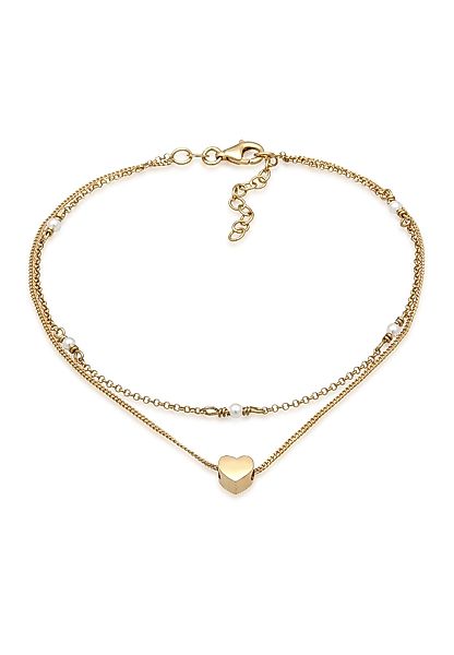 Elli Fußkette Herz Muschelkernperlen Romantik 925 günstig online kaufen