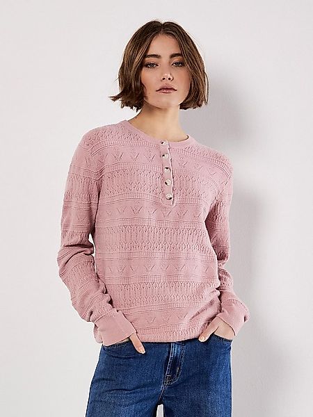 Apricot Rundhalspullover Pointelle-Pullover mit Knopfdetail günstig online kaufen