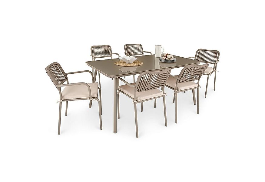IDIMEX Garten-Essgruppe VOLONTE, Sitzgruppe 6 Stühle mit Kissen & Tisch mit günstig online kaufen