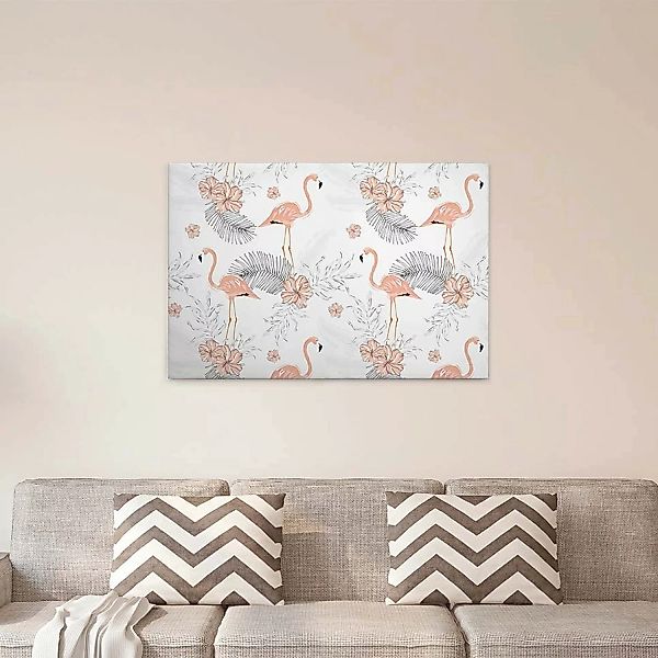 Bricoflor Flamingo Leiwand Bild In Weiß Und Rosa Modernes Wandbild Für Küch günstig online kaufen