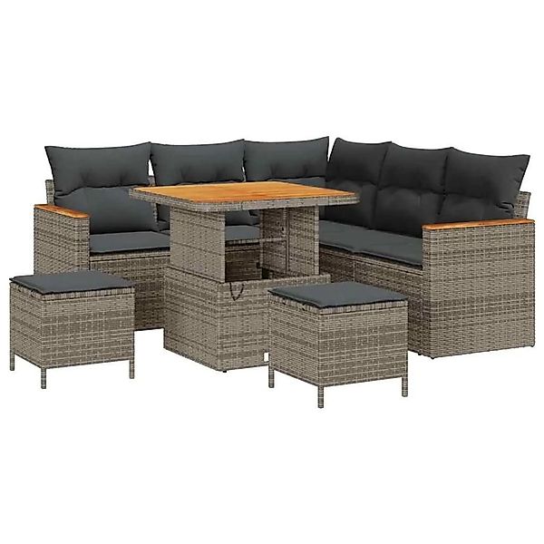 vidaXL Gartensofa-Set mit Kissen 8 Stk Grau Poly Rattan 3364993 günstig online kaufen