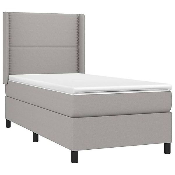 vidaXL Boxspringbett, Boxbett mit Matratze Hellgrau 90x190 cm Stoff günstig online kaufen