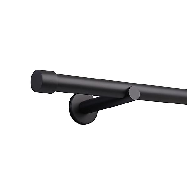 Deco-Raum Gardinenstange nach Maß 1-Lauf Kappe Ø 25 Schwarz 600cm günstig online kaufen