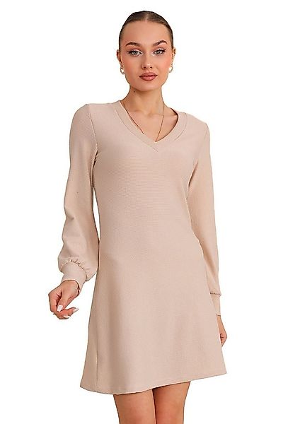 Bongual Midikleid A-Linien-Kleid V-Ausschnitt, mit Rippstruktur günstig online kaufen