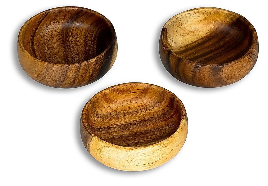 Levandeo® Dekoteller, 3er Set Snackschale Holz Akazie 10x3cm Rund Design Sc günstig online kaufen