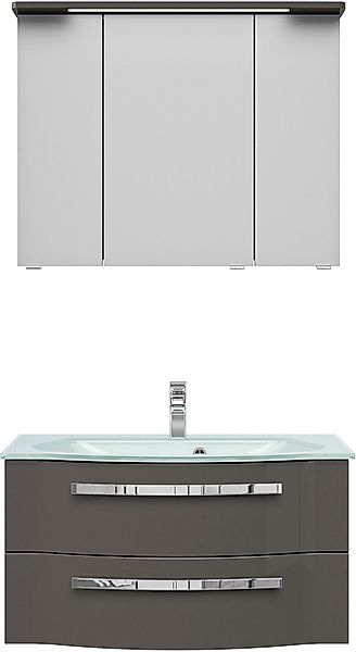 Saphir Badmöbel-Set »Serie 4005, vormontiert, Glaswaschbecken, Spiegelschra günstig online kaufen