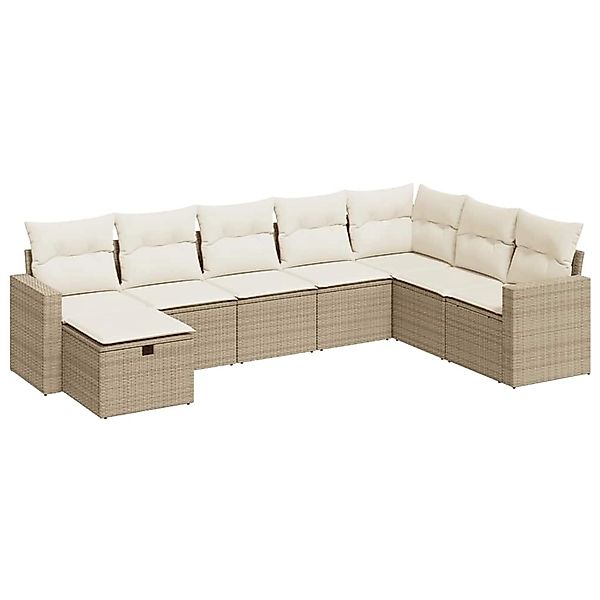 vidaXL 8-Tlg Garten-Sofagarnitur mit Kissen Beige Poly Rattan 3325434 günstig online kaufen