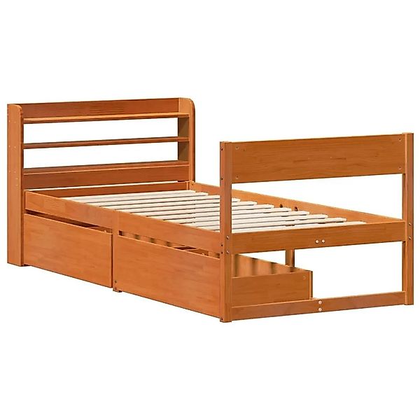 vidaXL Massivholzbett ohne Matratze Wachsbraun 100x200 Kiefernholz 3307130 günstig online kaufen