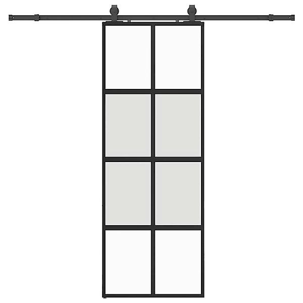 vidaXL Schiebetür mit Beschlag Schwarz 76x205 cm Hartglas 3375972 günstig online kaufen