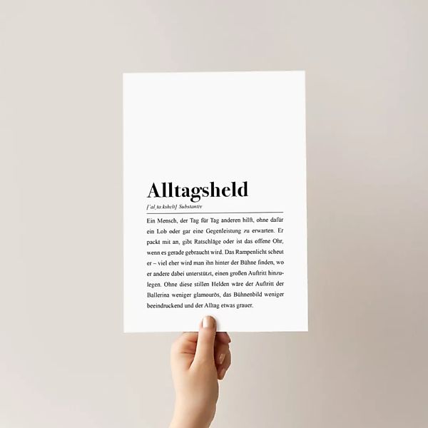 Alltagsheld Poster Din A4: Alltagsheld Definition günstig online kaufen