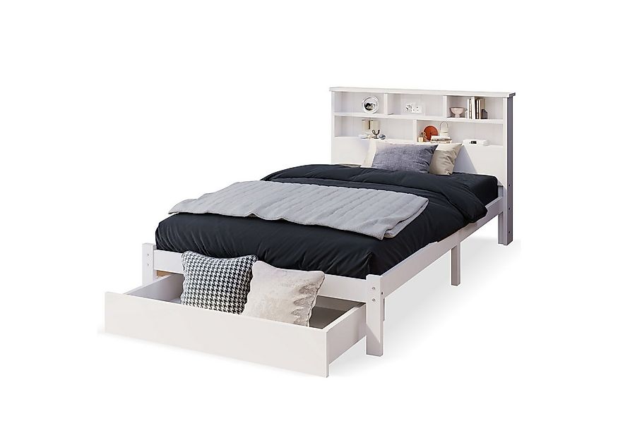 BlingBin Einzelbett Jugendbett (1-tlg., mit Schubladen und Bücherregal 90x2 günstig online kaufen