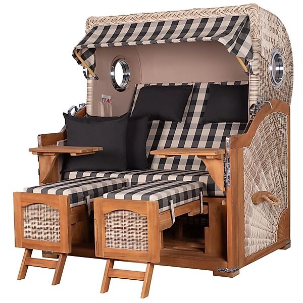 bene,iving Strandkorb Komplettset Ammersee Grande XL Teak Bullauge PE Shell günstig online kaufen
