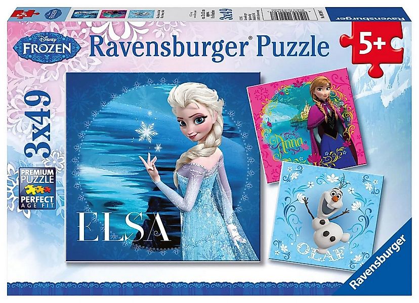 Ravensburger Puzzle Disney Frozen: Elsa, Anna & Olaf. Puzzle 3 x 49 Teile, günstig online kaufen