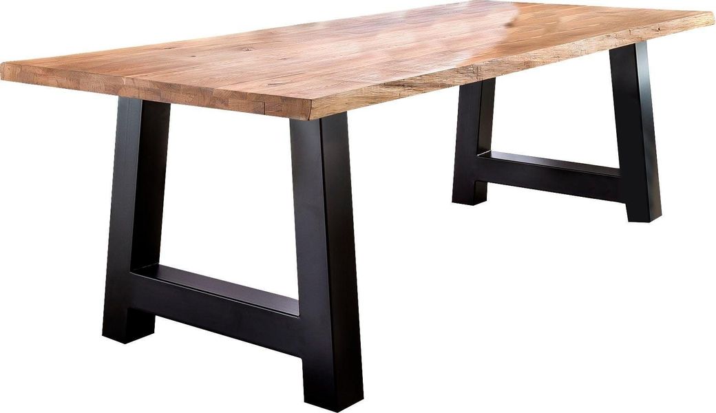 Home affaire Esstisch "Tristan" massive Balkeneiche geölt mit Baumkante günstig online kaufen