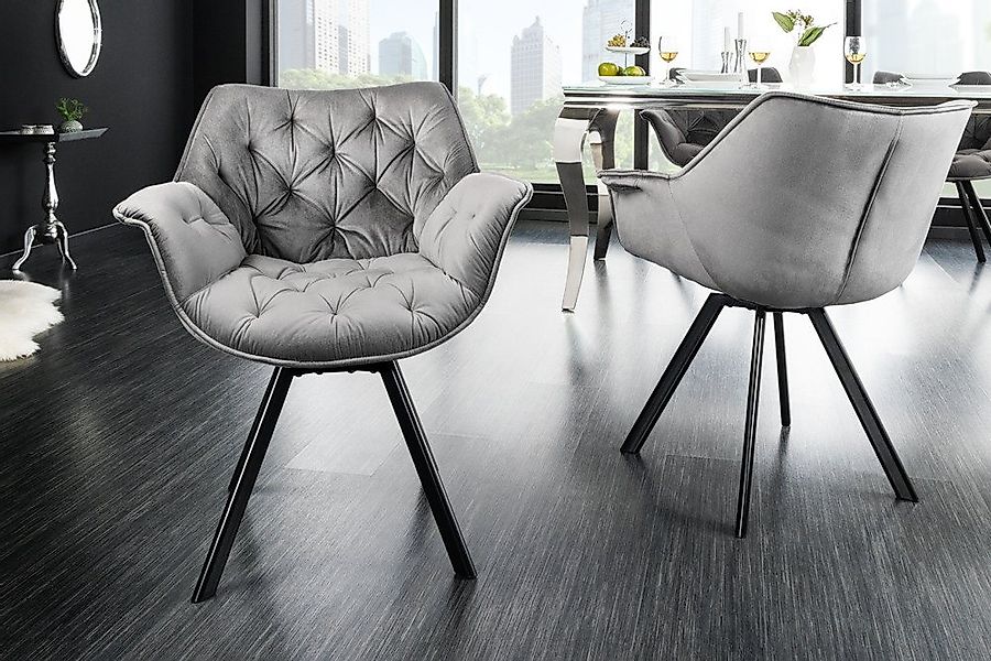 riess-ambiente Polsterstuhl THE DUTCH COMFORT grau – Samt, mit Armlehnen, M günstig online kaufen