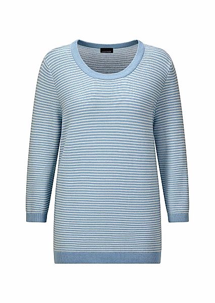 GOLDNER Rundhalspullover "Halbarm Ringelpullover aus Baumwolle" Rundhalsaus günstig online kaufen