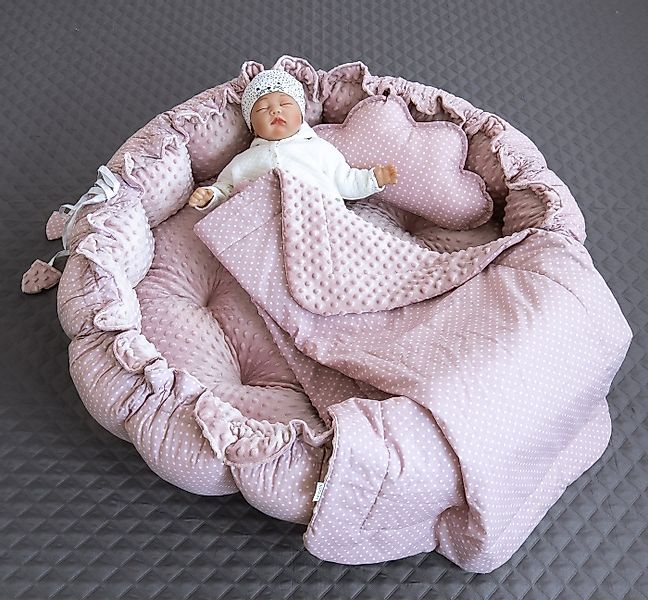 Loolay Bettnestchen PUNKTE Rosa/ MINKY ENGELSNEST Nestchen Babynest Unterla günstig online kaufen