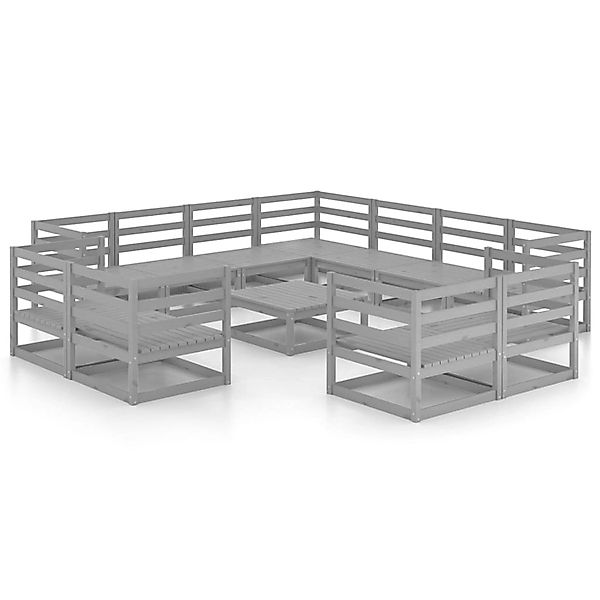 vidaXL 12-tlg Garten-Lounge-Set Grau Kiefer Massivholz Modell 5 günstig online kaufen