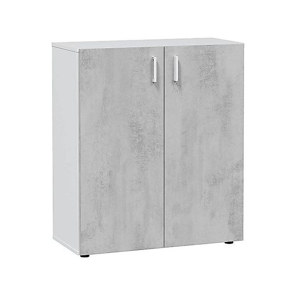 freiraum Mehrzweckschrank Tidy in Weiß / Beton Grau - 80x92x37 (BxHxT) günstig online kaufen