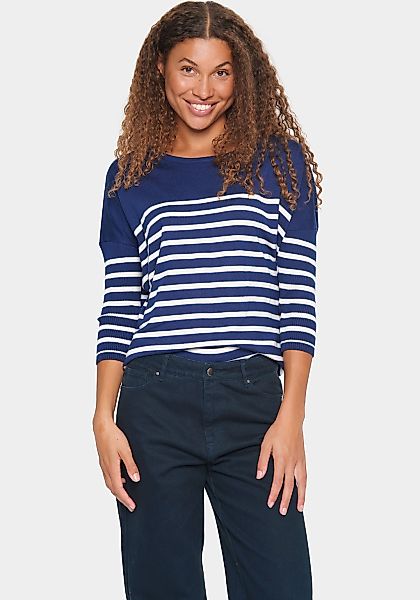 Saint Tropez Strickpullover "MilaSZ R-neck Stripe" Oversize Fit, Feinstrick günstig online kaufen