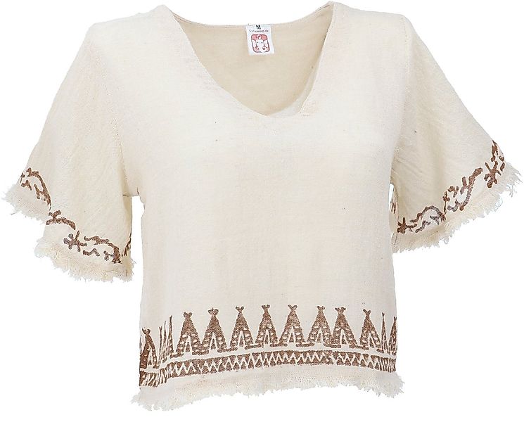 Guru-Shop T-Shirt Weites Top mit handgefertigtem Druck,.. Ethno Style, alte günstig online kaufen