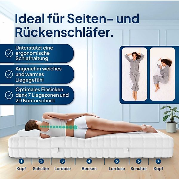 Visco-Matratze 7-Zonen Viscoschaum-Matratze, Memory Foam Matratze, günstig online kaufen
