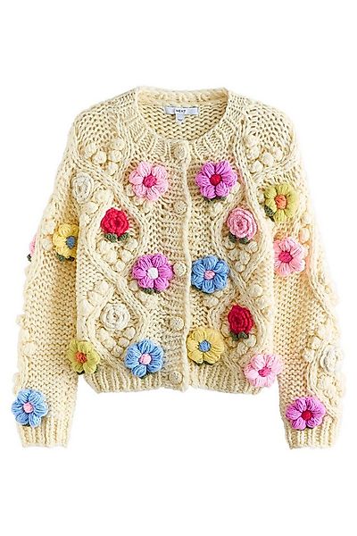 Next Strickjacke Von Hand gestrickte Strickjacke, 3D-Blumendesign (1-tlg) günstig online kaufen