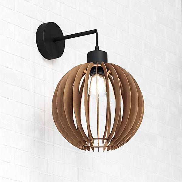 Wandleuchte Clay, Ø 23 cm, Birkensperrholz, Ausleger, E27 günstig online kaufen
