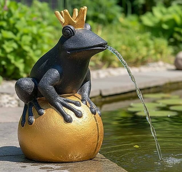 Wasserspeier Froschkönig Stein Groß XL Teichfigur Frosch Goldene Kugel 50 c günstig online kaufen