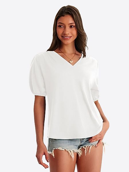 Imily Bela T-Shirt Damen Puffbluse mit V-Ausschnitt (Packung, 1-tlg., 1per- günstig online kaufen