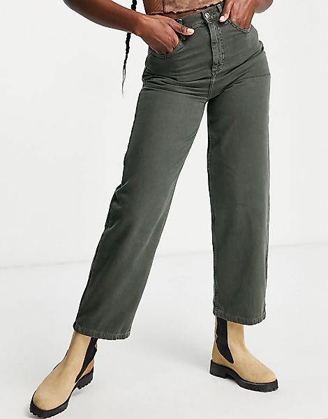 Topshop – Baggy – Jeans aus Baumwollmix in Grün günstig online kaufen