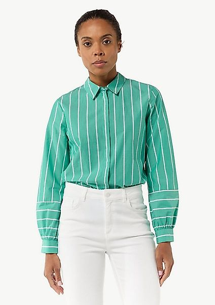 comma Langarmbluse Bluse Gestreifte Hemdbluse mit Manschetten und Teilungsn günstig online kaufen