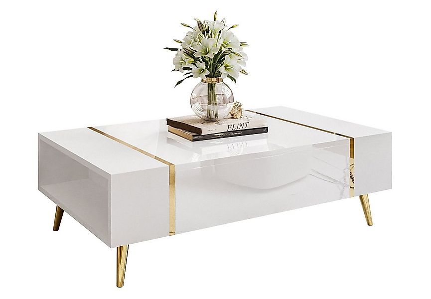 yourhouse24 Couchtisch ONYX auf goldenen Beinen Hochglanz günstig online kaufen