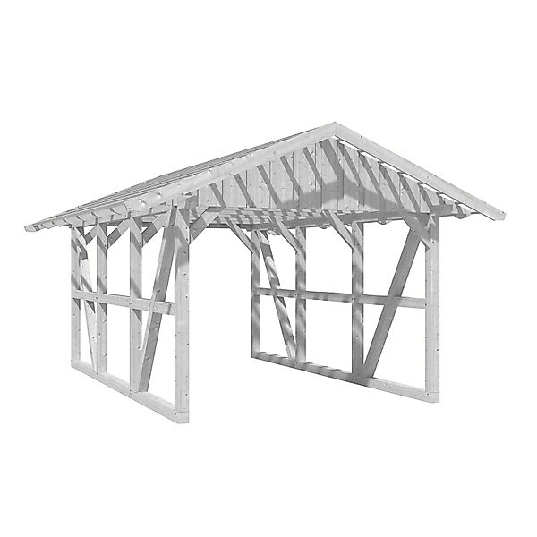 Skan Holz Carport Schwarzwald mit Dachlattung 424 x 600 cm Weiß günstig online kaufen