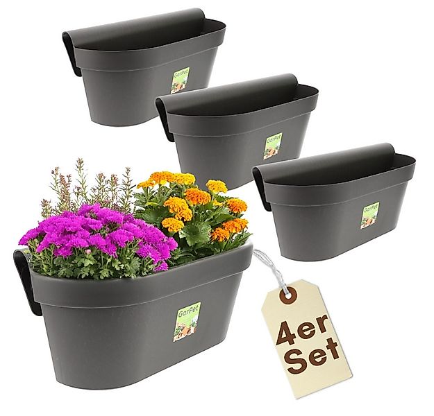 GarPet Balkonkasten 4er Set Geländerkasten Balkon mit Wasserspeicher Blumen günstig online kaufen