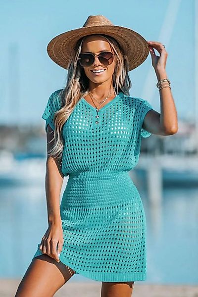 RUZU UG Strandkleid Sommer Strandkleid Damen Meer V-Ausschnitt Bluse günstig online kaufen