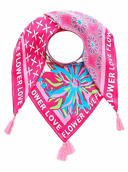Zwillingsherz Modetuch "Flower Love", mit Tasseln und farbenfrohem Vierecks günstig online kaufen