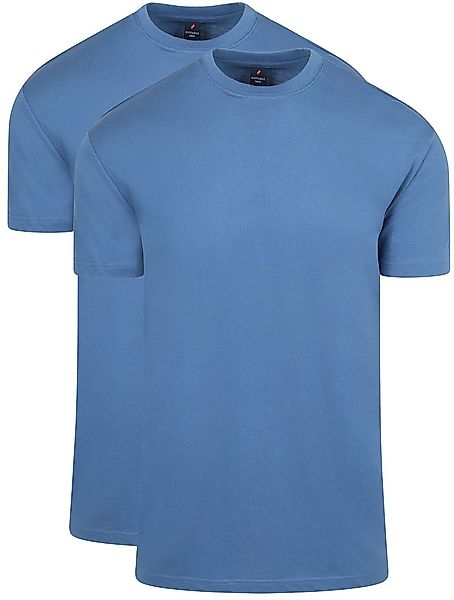 Suitable Obra T-Shirt Hoher Rundhalsausschnitt Mid Blau 2-Pack - Größe XL günstig online kaufen