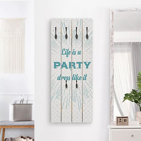 Wandgarderobe Holzpalette Life is a Party günstig online kaufen