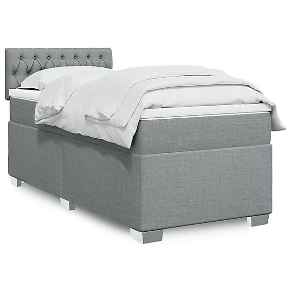 vidaXL Boxspringbett, Boxspringbett mit Matratze Hellgrau 90x200 cm Stoff günstig online kaufen