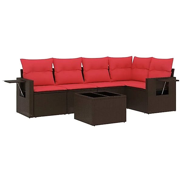 vidaXL 6-Tlg Gartensofa-Set mit Kissen Braun Polyrattan 3220143 günstig online kaufen