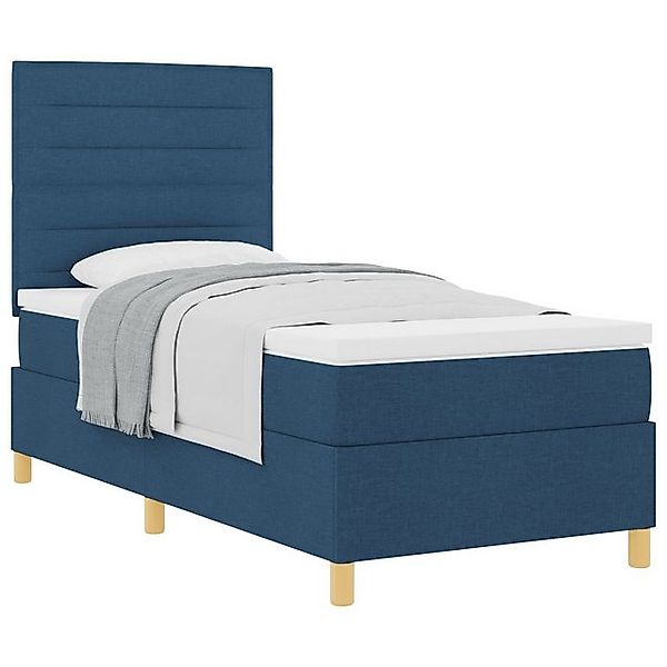 vidaXL Bett Boxspringbett mit Matratze Blau Einzelstoff (1-tlg) günstig online kaufen