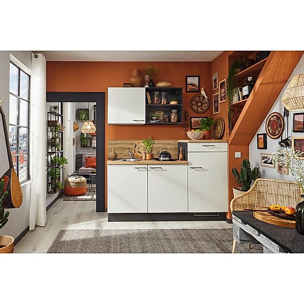 pino Küchenzeile 180 cm Weiß Anschlag rechts 1 Geräteschrank günstig online kaufen